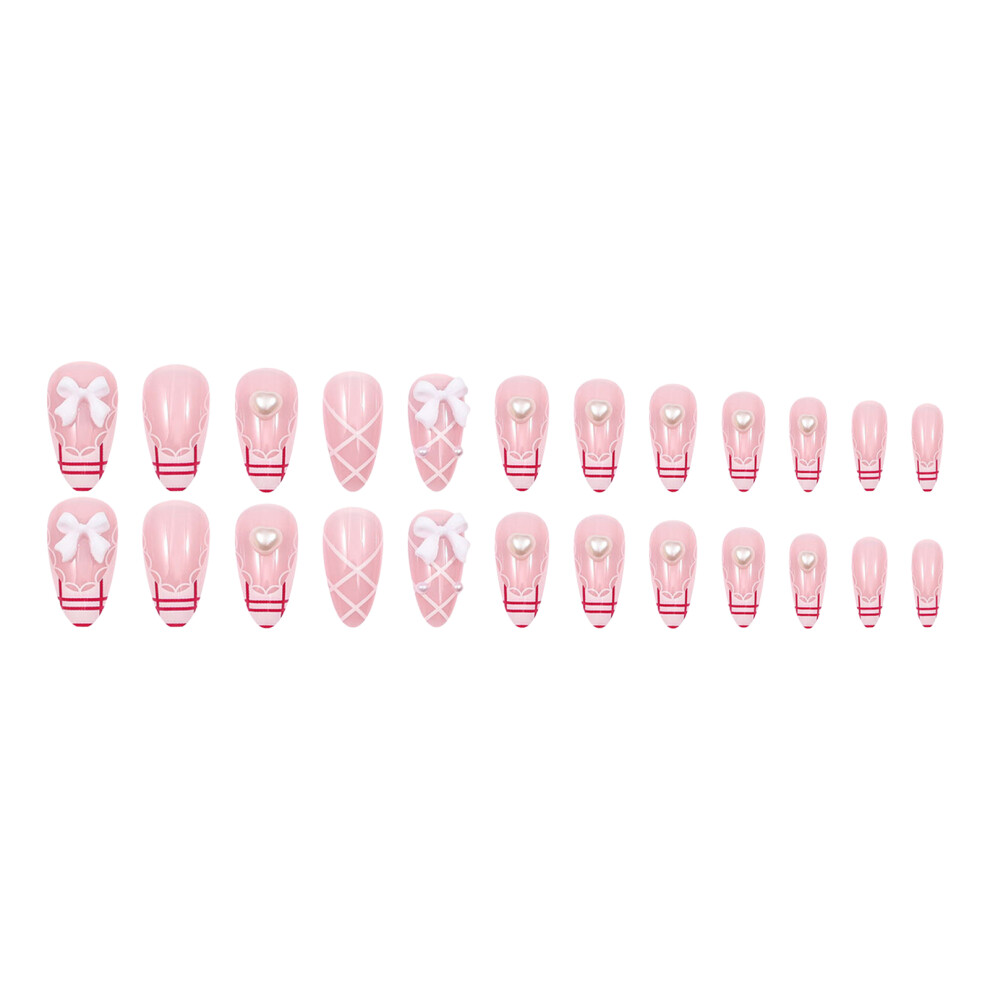 Roc-Electron 24Pcs Bowknot Ballet Fake Nails For Party Wedding
