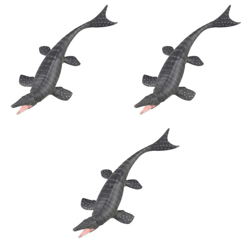 3Stk Kunststoff Mosasauru Dinosaurier Modell Grau Deko Geschenk 2