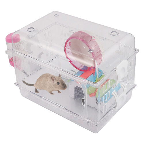 1Ensemble Maison Hamster Transparente En Acrylique Avec Abri Et Roue