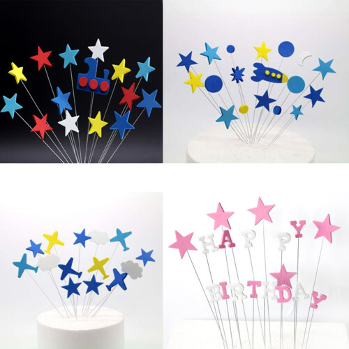 16Pcs Airplanes White Cloud Cupcake Toppers For Birthday Party 2