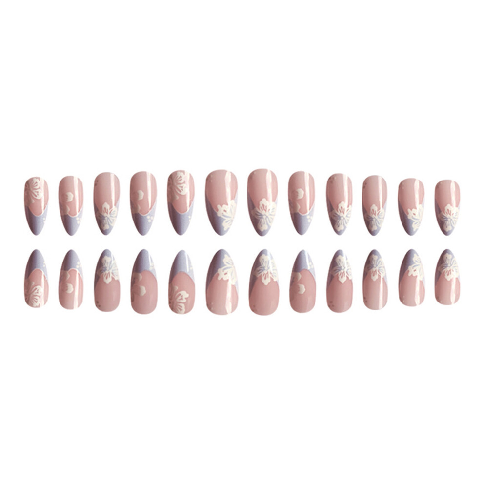 Creation-3C Pink & Blue Tip Fake Nails, Chip-Proof, Smudge-Free