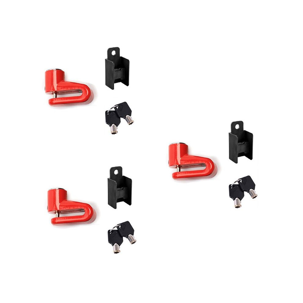 3 Sets Bike Disc Brake Lock Motorcycle Electric Car Disc Brake Key Lock Riding Equipment Accessories Bicycle Lock Red 4712283587388