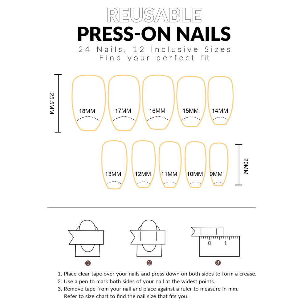 Glitter French Press-on Nails for Women