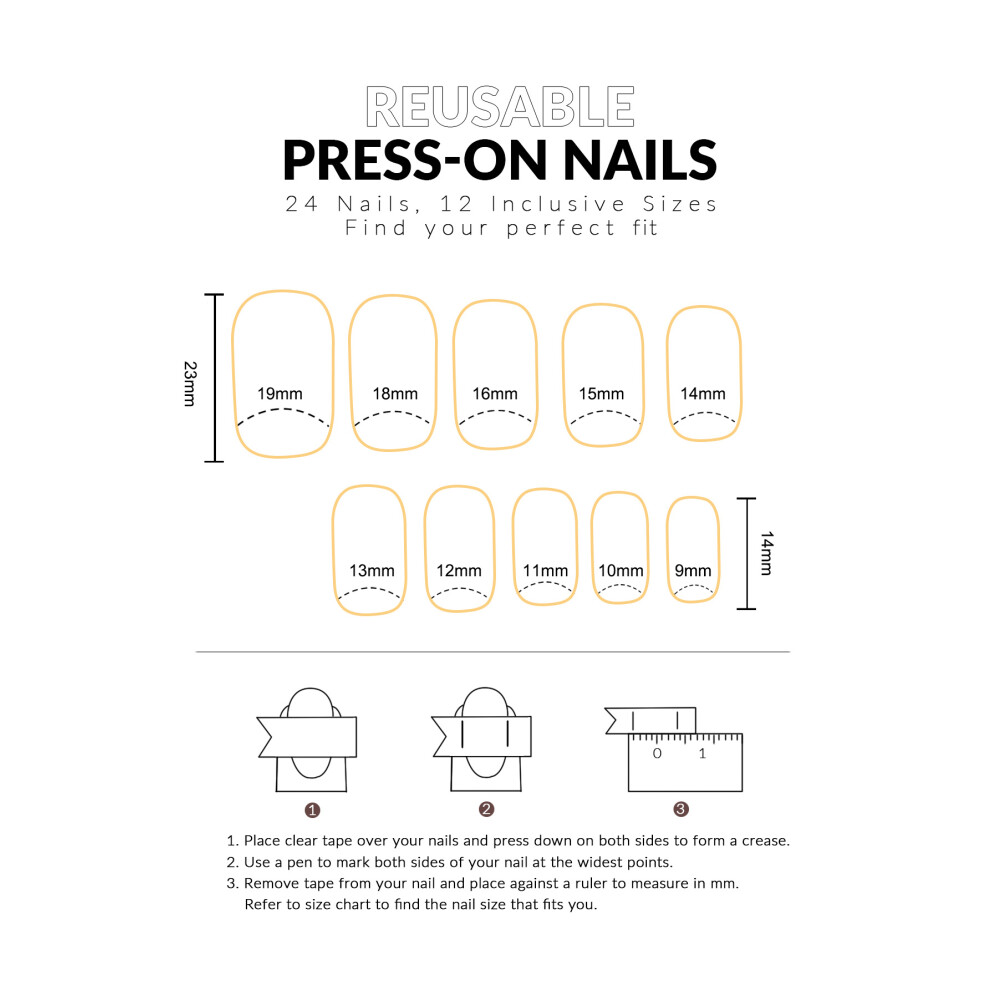 Reach-Tools Pink/Black/White Fake Nails With Tip, Chip-Proof