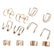 Modisch 12 StüCk Ohr Clip Set Kreative Einfache C-FöRmige Buchstaben Durchbohrt Ohr Clip für Frauen Geometrischer Schmuck Geschenk Gold