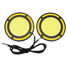 2St Bil Gul+White Cob Led Dagsljuslampa Drl-Lampa Dagsljus Dimljus