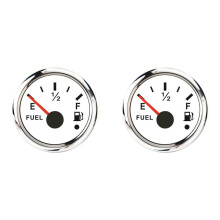 2X 52mm Fuel Level Gauge 0-190Ohm Switchable 240-33Ohm Fuel Oil Level Meter Waterproof Boat Car Gauges with Alarm White
