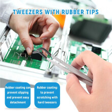 2 Pcs of Rubber Tip Tweezers Set for Laboratory Industrial Hobby Tweezers Pliers Jewelry Stamp Plastic Box 15cm