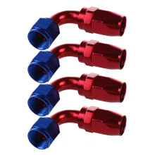 4X AN10/90 Degree Swivel Oil Fuel Hose End Fitting Adapter Aluminum Red +
