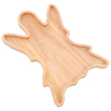 4Stk Holztablett Geistmotiv Hellgelb Holz Servierplatte Für Snacks