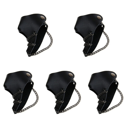 5Stk Lederhandschuhe Gothic Punk Handkettchen Accessoire 1