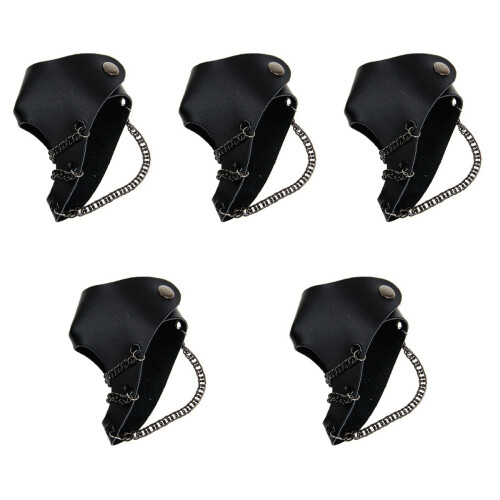 5Stk Lederhandschuhe Gothic Punk Handkettchen Accessoire 2