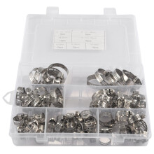 Set di Fascette Stringitubo da 60 Pezzi, Fascette Stringitubo da 8-38 Mm nel Acciaio Inossidabile 201, Fascette Stringitubo di 7 Misure, Fascette