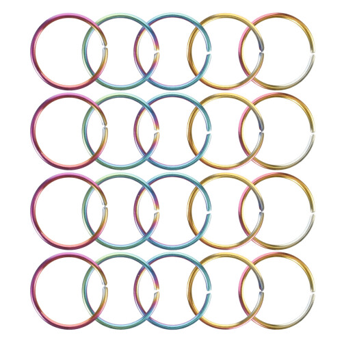 80Pièces Anneaux Clés Métal Ronds Multi Couleur Pour