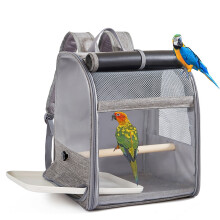 Portable Breathable Bird Backpacks Carriers With-cationic gray