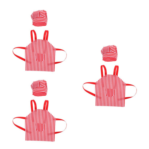 3Pièces Ensemble Mini Tablier Chapeau Accessoire Artisanat 2