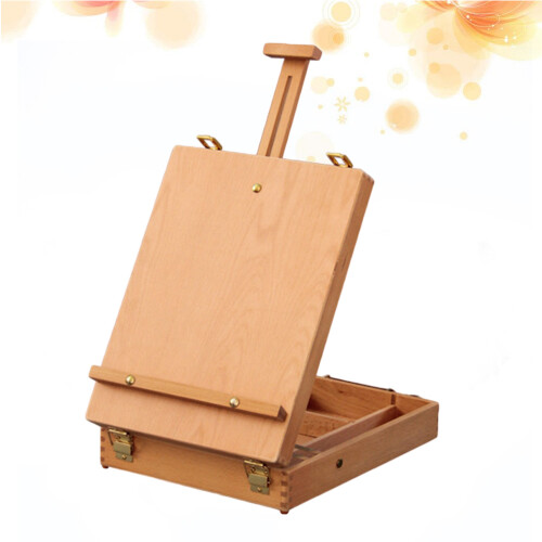 2Pièces Chevalet Table Bois Pliable Avec Rangement Manche Cuir 1