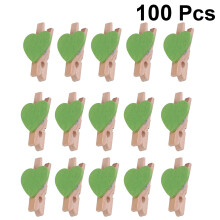 200Pièces Pinces En Bois Naturel Forme Amour Pour Affiches Photos