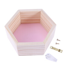 3Pcs Pink Hexagonal Wood Rack Wall-Mounted for Children's Room Decor