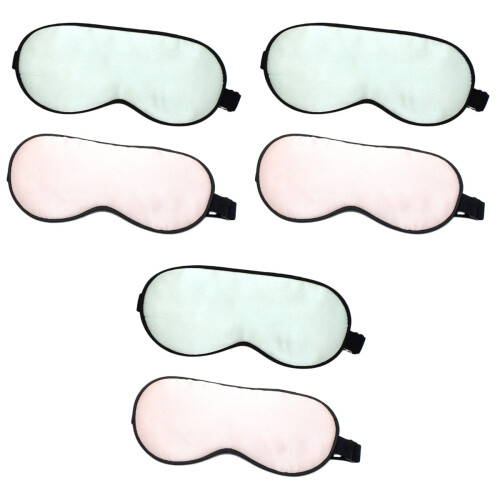 6Pcs Washable Silk Sleep Mask Soft Elastic Bands Solid Cover 2