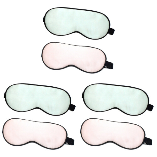 6Pcs Washable Silk Sleep Mask Soft Elastic Bands Solid Cover 1