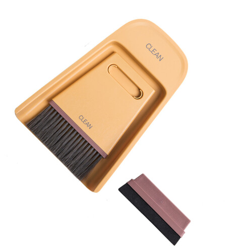 2Sets Yellow Desktop Cleaning Broom and Dustpan Mini Handheld Home Use