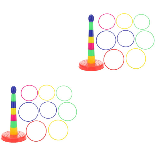 2Pcs Toss Game Ring Set with Assorted Plastic Rings for Children Play 2