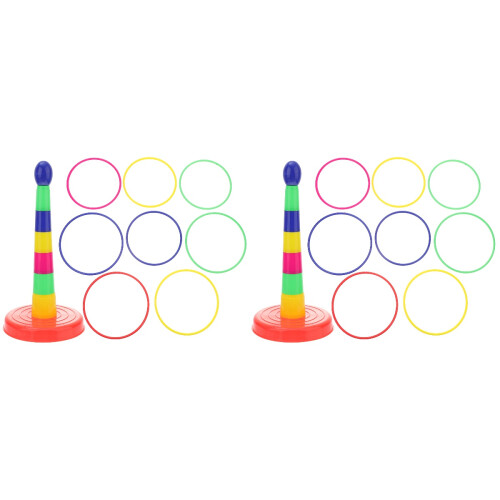 2Pcs Toss Game Ring Set with Assorted Plastic Rings for Children Play 1