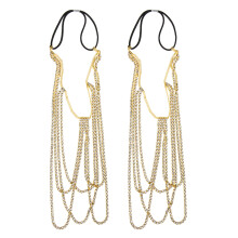 4St Gouden Elastische Body Chain Met Rhinestones Dames Boho Stijl
