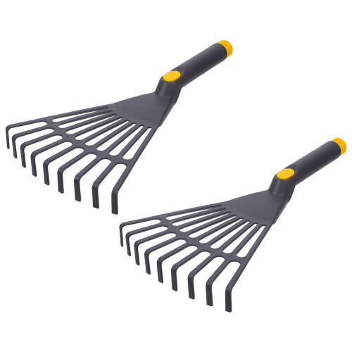 4Pcs Grey Plastic Lawn Rakes with Efficient Teeth for Garden Cleanup 2