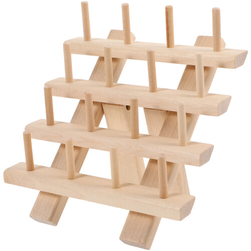 2Pcs DIY Wooden Spool Holder Thread Organizer Rack for Home Sewing Use 1