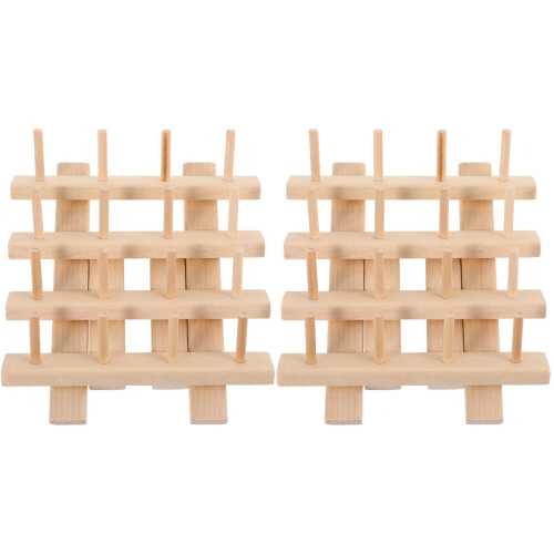 2Pcs DIY Wooden Spool Holder Thread Organizer Rack for Home Sewing Use 2