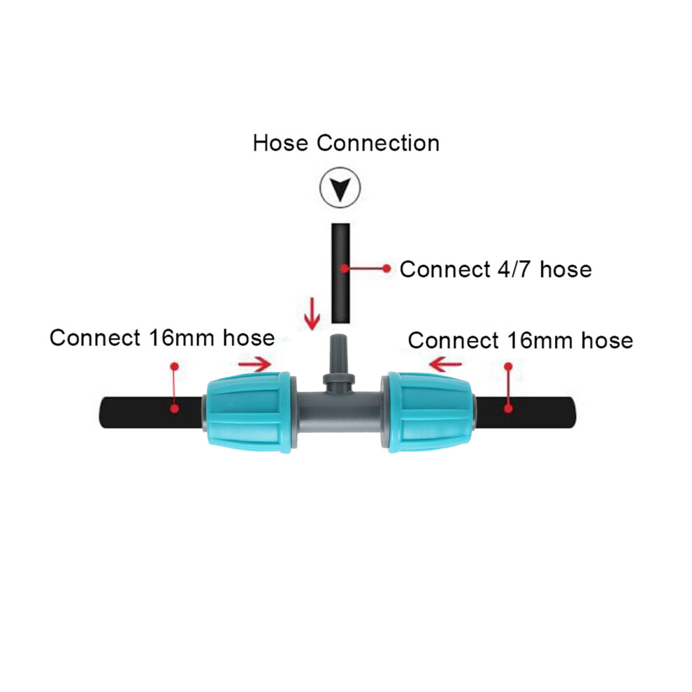 10Pcs 16Mm To 4/7 Barbed Tee Reducing Connector 7444352787234