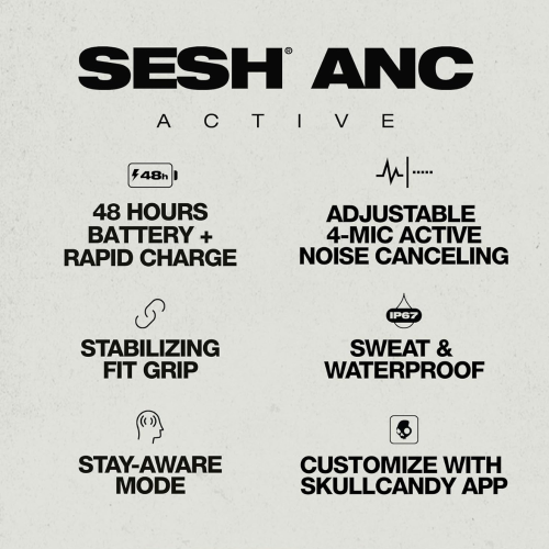 Skullcandy Skullcandy Sesh ANC Earbuds 48H Black/Orange True 1