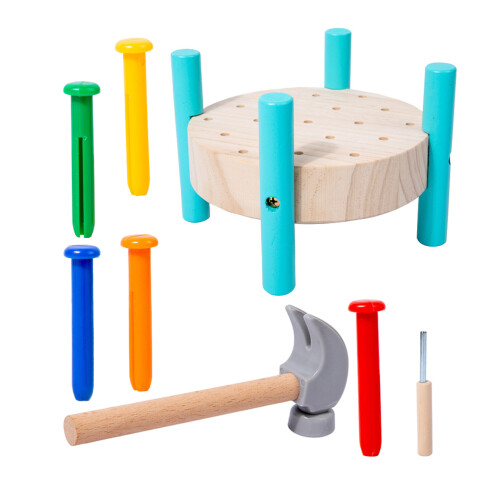 3Ensembles Banc À Marteler Jouet Éducatif Bois Métal 2