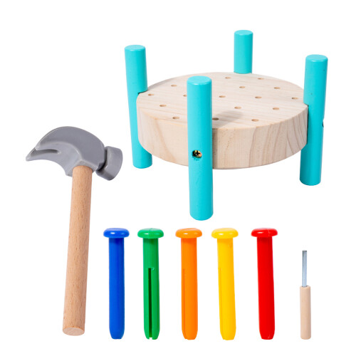 3Ensembles Banc À Marteler Jouet Éducatif Bois Métal 1