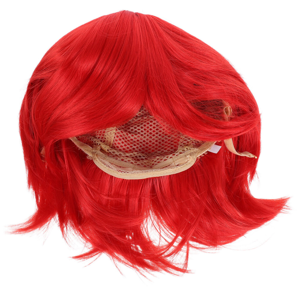 Solustre Unisex Red 5Pcs Lightweight Short Cosplay Hair Wigs For Party And Role Play