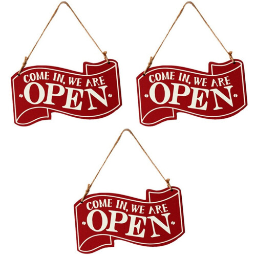 3Pièces Plaques Rouges Double Face Ouvert Fermé Pour Magasin 2