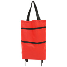 5Pcs Red Shopping Bag with Wheels Foldable Trolley Laundry Bag