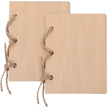 10Pcs Wedding Vow Books in Beige Wood for Romantic Wedding Banquets