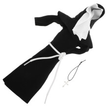 4St Zwart Nun Poppenkleding Set Met Ketting Voor Diverse Rollenspellen