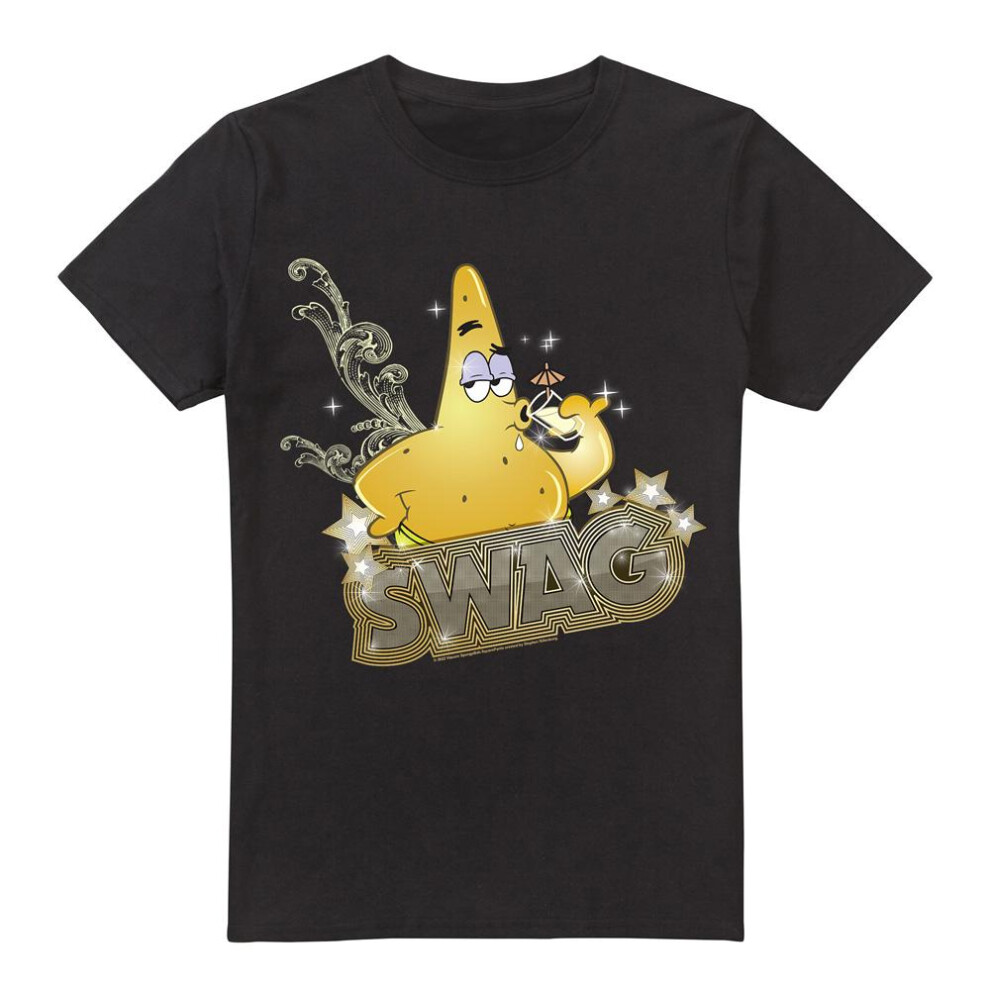Spongebob Squarepants (M, Black) Mens Patrick Has Swag T-Shirt