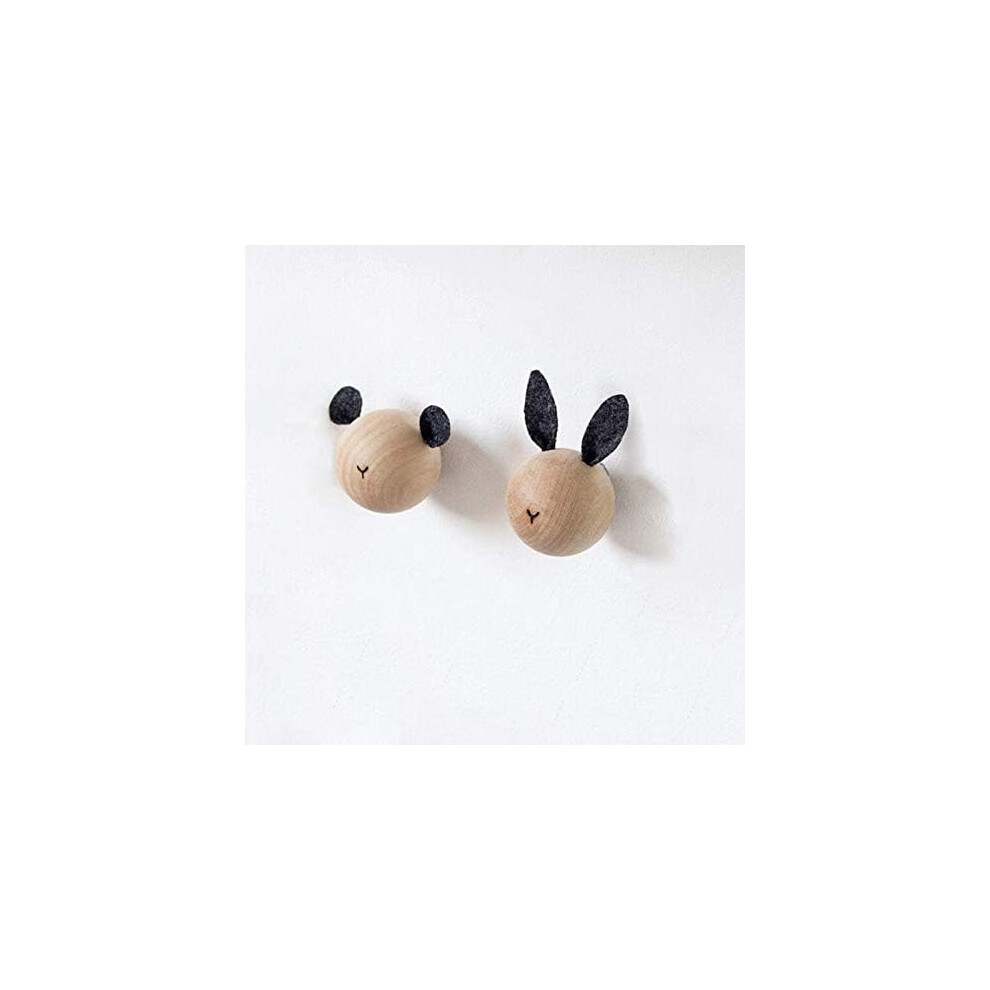 Decorative Wall Hook, Cartoon Woodened Hook For Kids Room, Solid Wood Construction With Felt Detail, Adorable Rabbit Shaped Wall Hangers For Nursery O