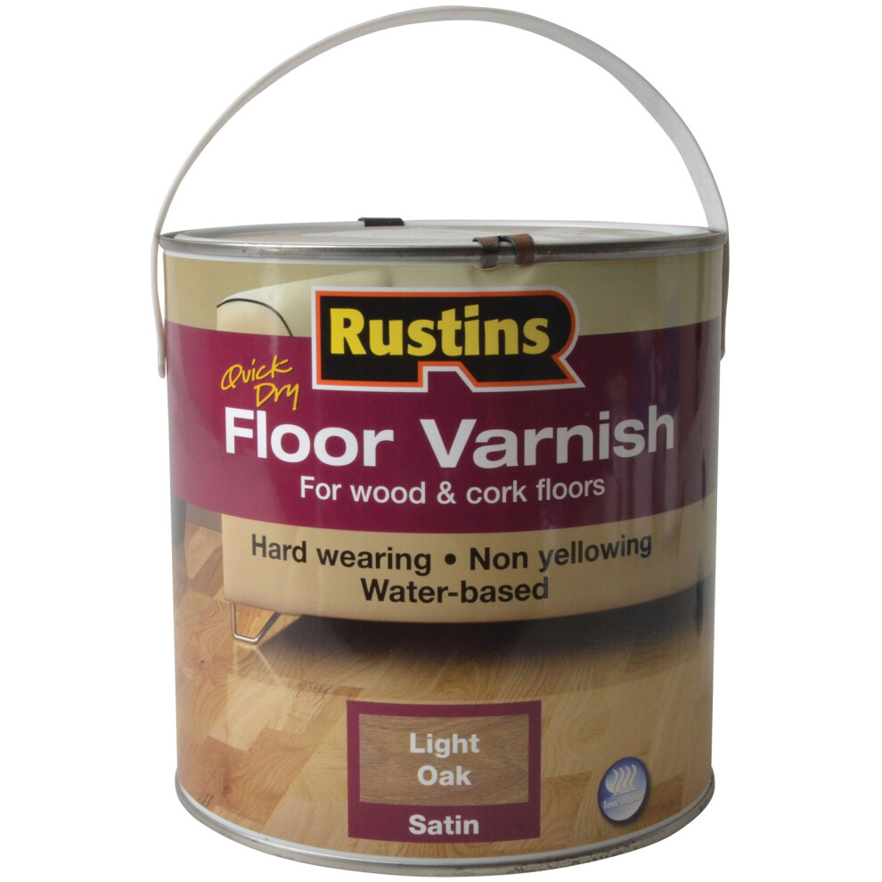 Rustins AFLO2500 Quick Dry Coloured Floor Varnish Light Oak 2.5 Litre