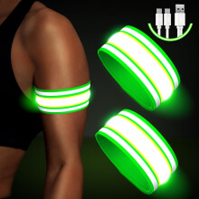 Light Up LED Armband for Running Walking at Night,Reflective Arm Bands for Runners,Rechargeable Jogging Lights,High Visibility Night Running Safety G