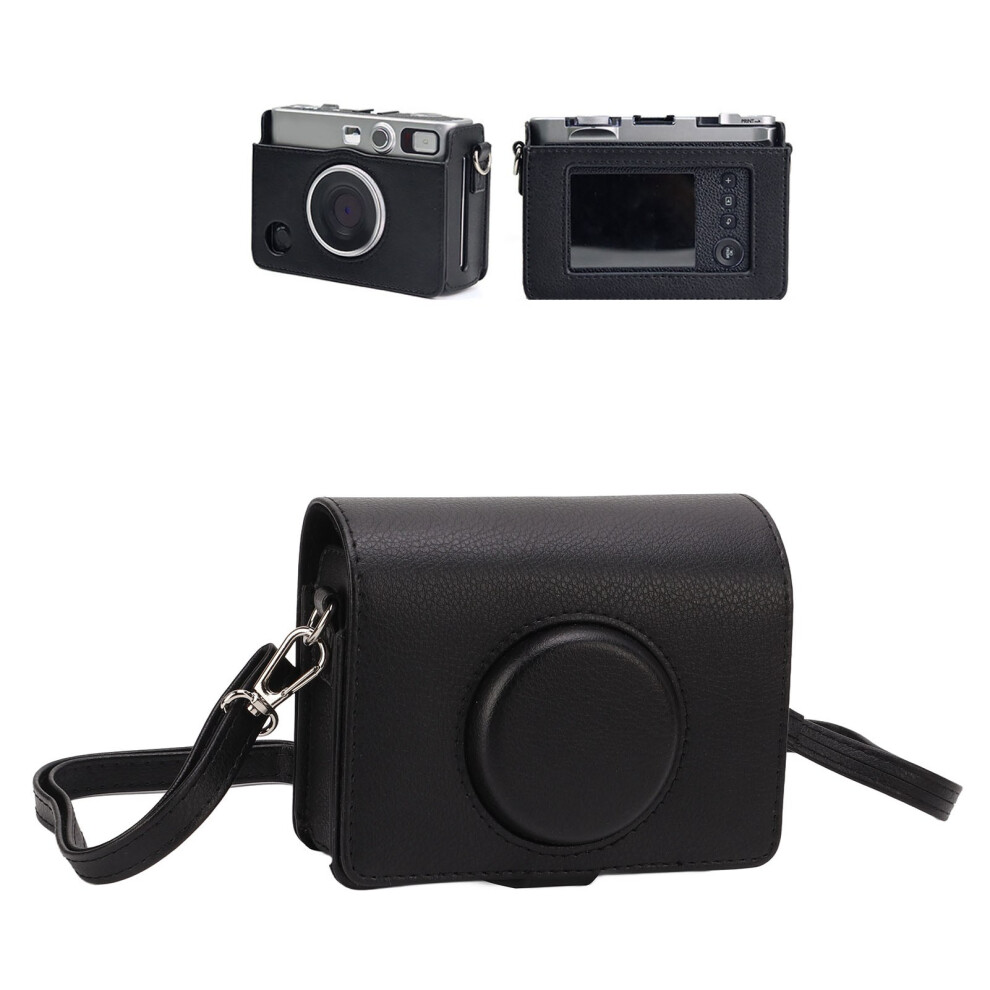 Pu Leather Camera Case With Shoulder Strap For Fuji Instax Mini Evo Black 7901390302466