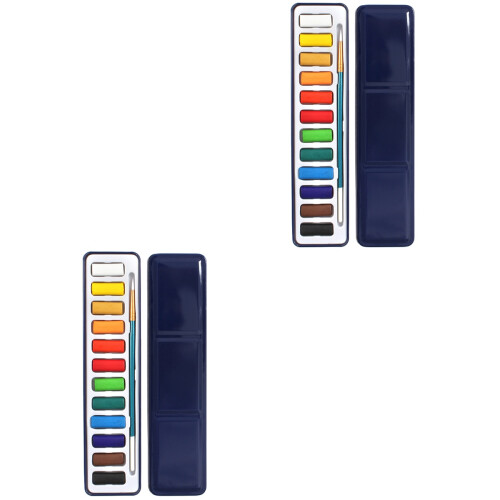 2Pièces Palette 12 Couleurs Dans Boîte Métal Avec 2