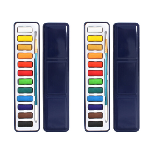 2Pièces Palette 12 Couleurs Dans Boîte Métal Avec 1