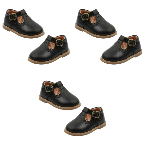 3Paires Chaussures Bébé Prewalker Noir Semelle Coton 2