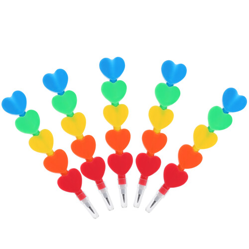 15Pcs Lovely Shaped Plastic Stackable Kids Pencils Set 2